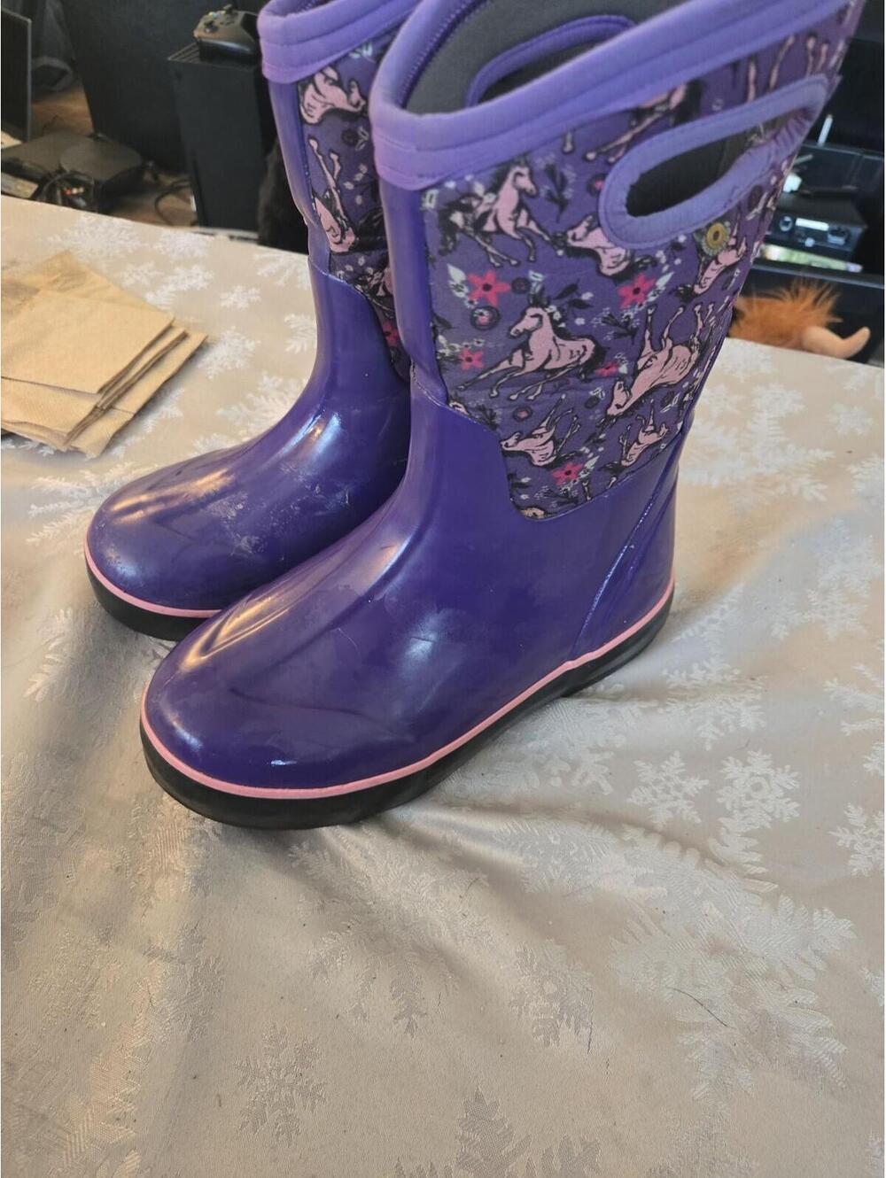 Bogs Kids Classic II Unicorn Purple Waterproof Boots Size Youth 3